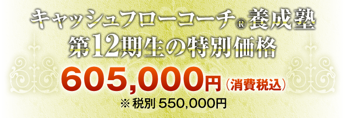 キャッシュフローコーチ®養成塾・第12期生 605,000円（消費税込）※税別550,000円