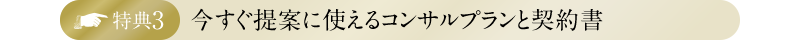 特典3・今すぐ提案に使えるコンサルプランと契約書