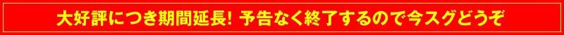 大好評につき期間延長！ 予告なく終了するので今スグどうぞ