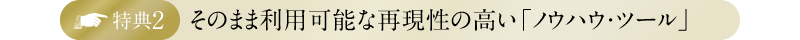 特典2・そのまま利用可能な再現性の高い「ノウハウ・ツール」