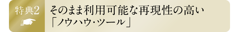 特典2・そのまま利用可能な再現性の高い「ノウハウ・ツール」